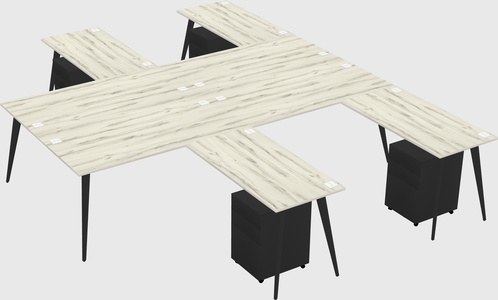 Shared l-shaped office desk system