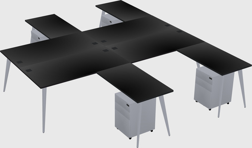 Shared l-shaped office desk system