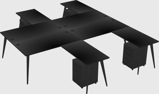 Shared l-shaped office desk system
