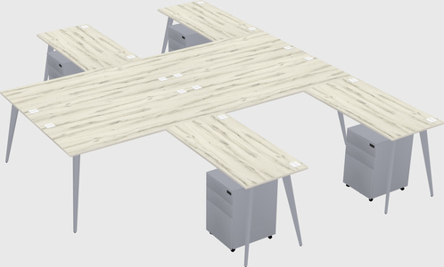 Shared l-shaped office desk system