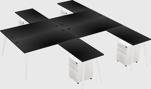 Shared l-shaped office desk system