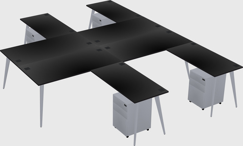 Shared l-shaped office desk system