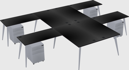 Shared l-shaped office desk system