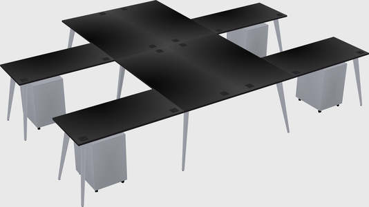 Shared l-shaped office desk system