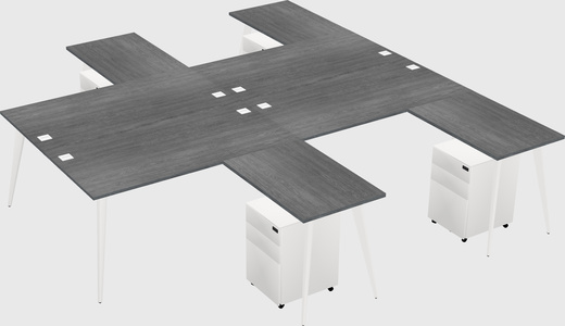 Shared l-shaped office desk system