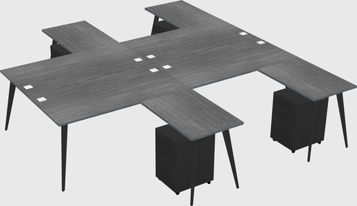 Shared l-shaped office desk system