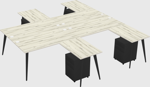 Shared l-shaped office desk system