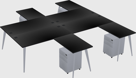 Shared l-shaped office desk system