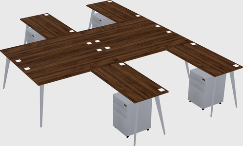 Shared l-shaped office desk system