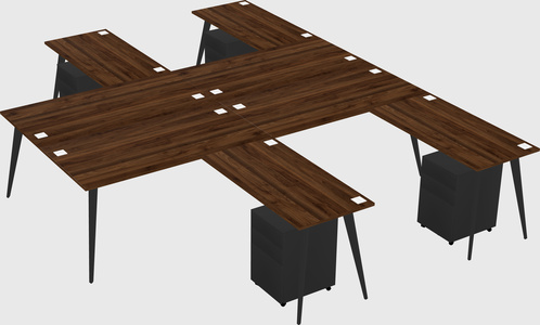 Shared l-shaped office desk system