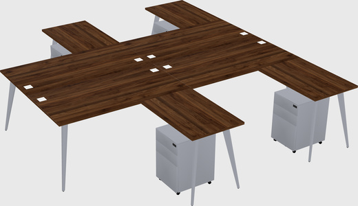 Shared l-shaped office desk system