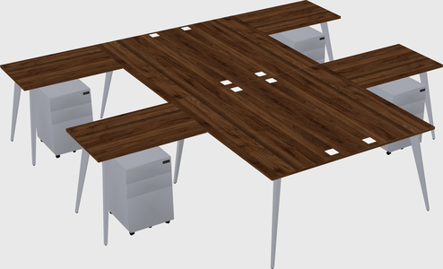 Shared l-shaped office desk system