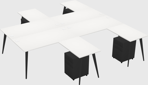 Shared l-shaped office desk system
