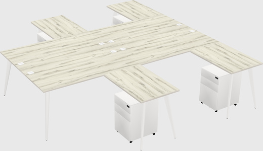Shared l-shaped office desk system
