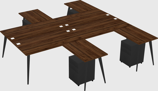 Shared l-shaped office desk system