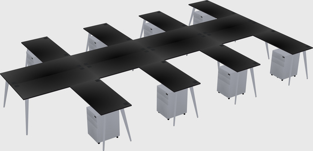 Shared l-shaped office desk system