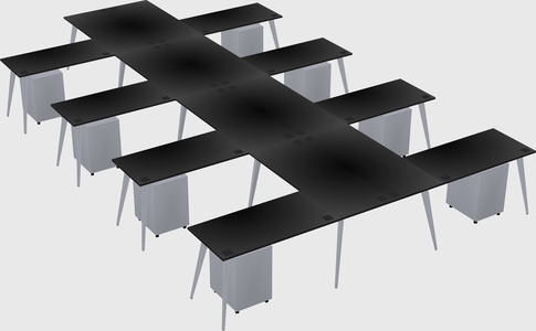 Shared l-shaped office desk system