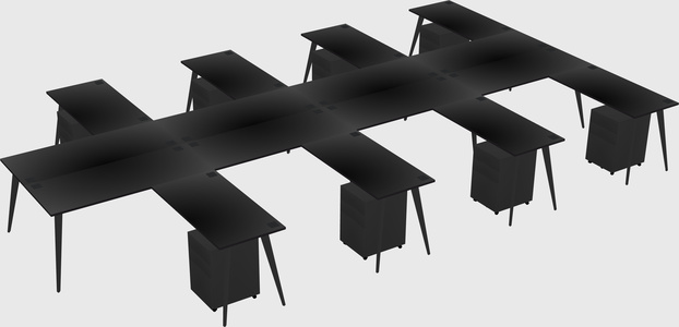 Shared l-shaped office desk system