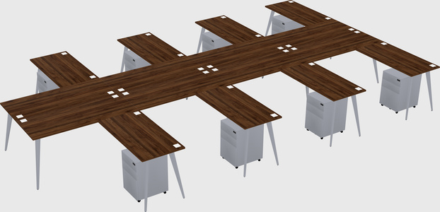 Shared l-shaped office desk system