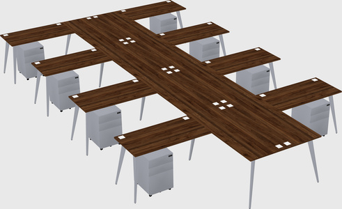 Shared l-shaped office desk system