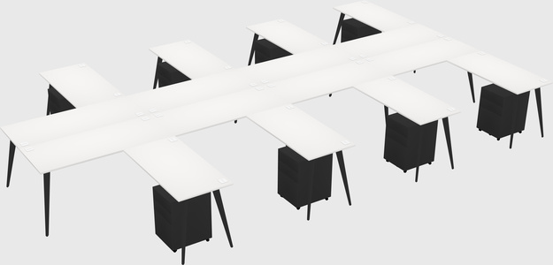 Shared l-shaped office desk system