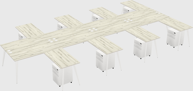 Shared l-shaped office desk system