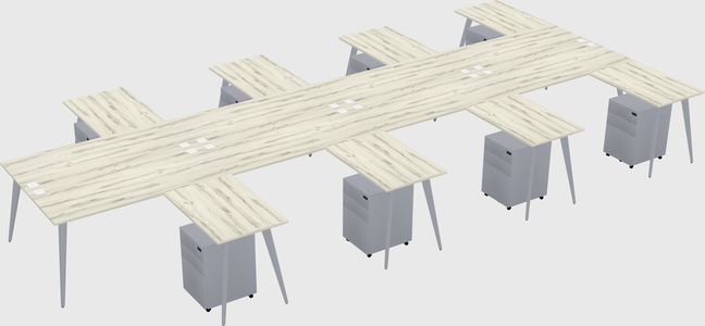 Shared l-shaped office desk system