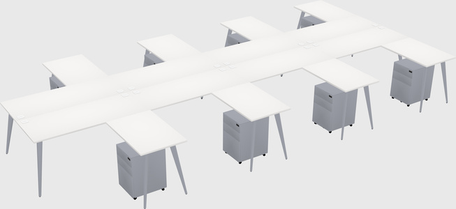 Shared l-shaped office desk system