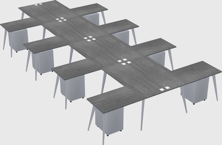 Shared l-shaped office desk system