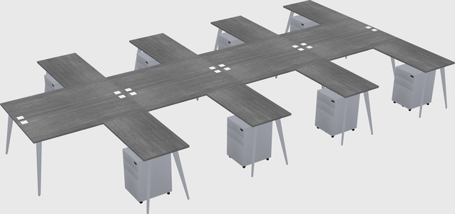 Shared l-shaped office desk system