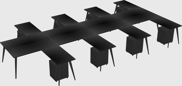 Shared l-shaped office desk system