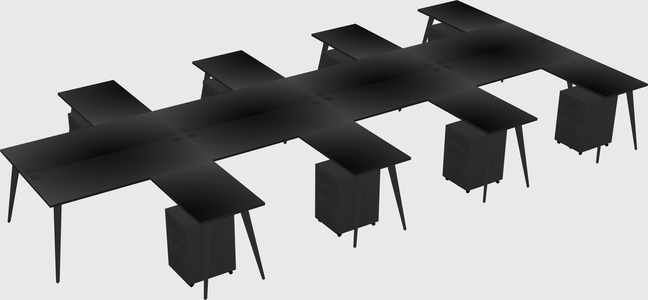 Shared l-shaped office desk system