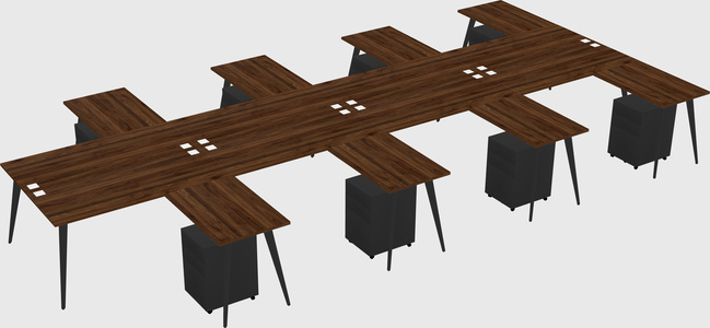Shared l-shaped office desk system