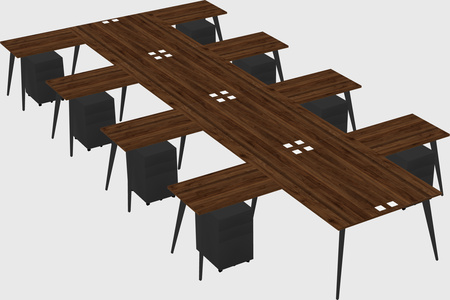 Shared l-shaped office desk system