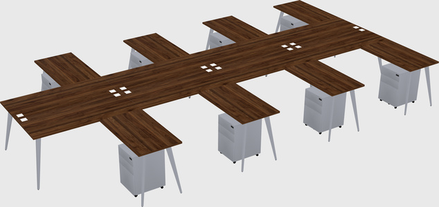 Shared l-shaped office desk system