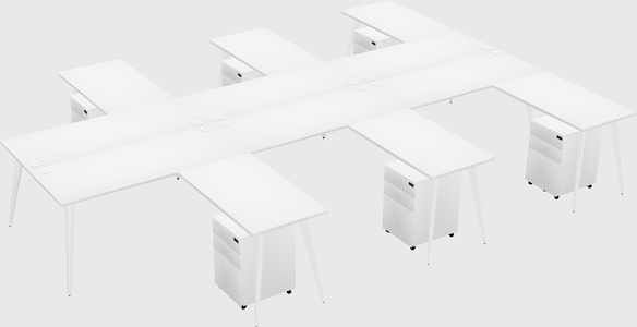 Shared l-shaped office desk system