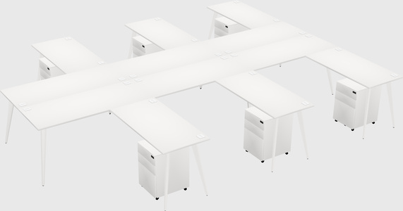 Shared l-shaped office desk system
