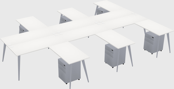Shared l-shaped office desk system