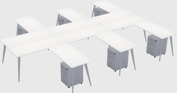 Shared l-shaped office desk system