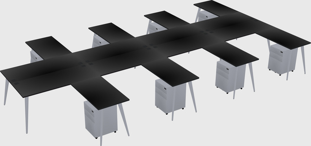 Shared l-shaped office desk system