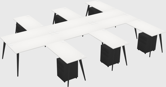Shared l-shaped office desk system