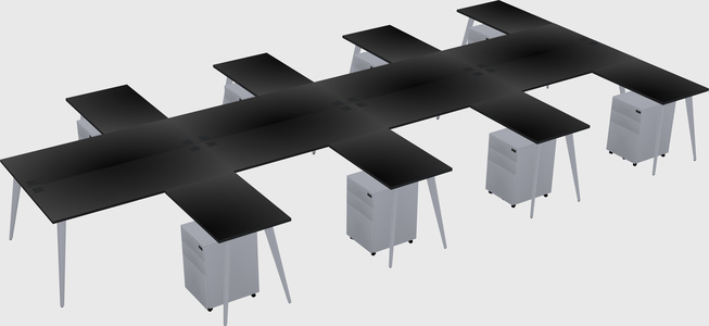 Shared l-shaped office desk system