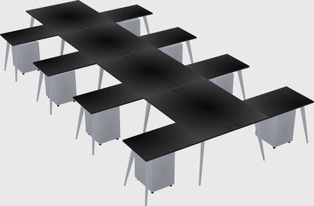 Shared l-shaped office desk system