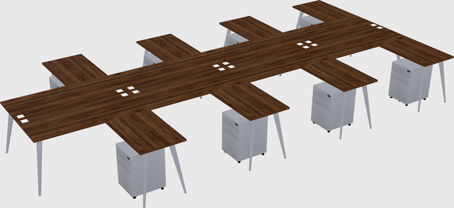 Shared l-shaped office desk system