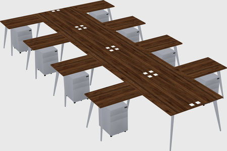 Shared l-shaped office desk system