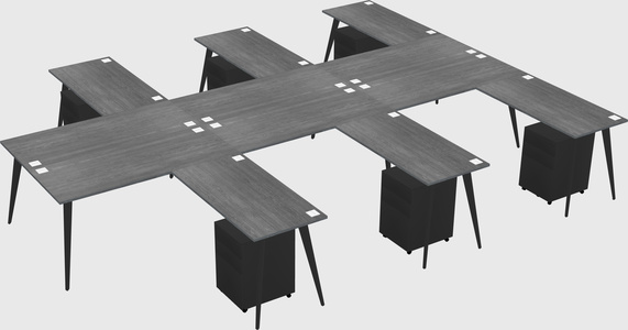 Shared l-shaped office desk system