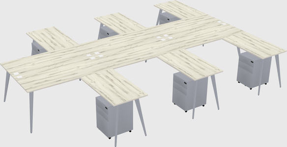 Shared l-shaped office desk system