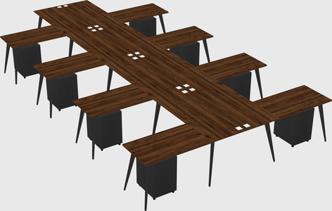 Shared l-shaped office desk system