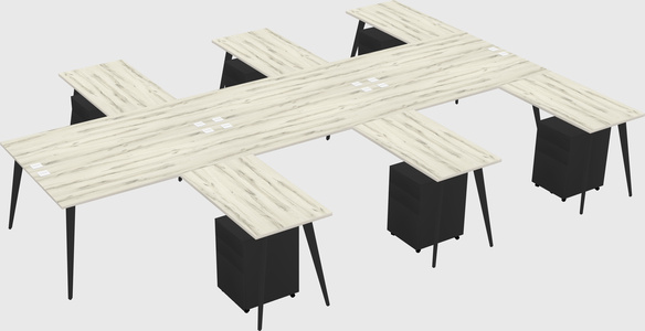 Shared l-shaped office desk system