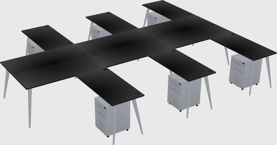 Shared l-shaped office desk system